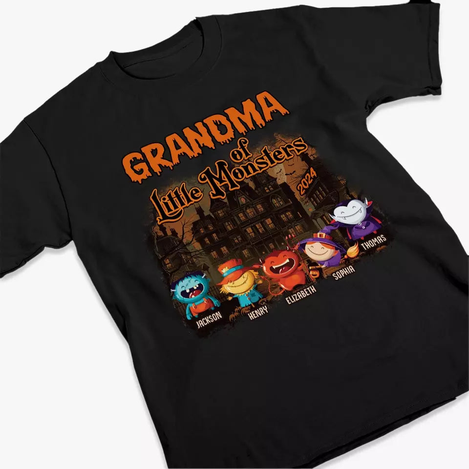 Attention aux petits monstres - T-shirt, sweat à capuche et sweat-shirt unisexe personnalisé pour la famille - Cadeau d'Halloween pour maman et grand-mère