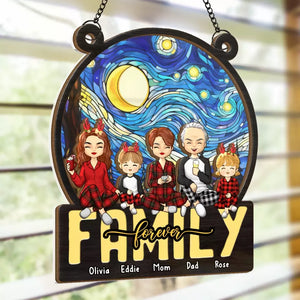 Famille pour toujours - Attrape-soleil personnalisé à suspendre à une fenêtre - Cadeau de Noël pour les membres de la famille