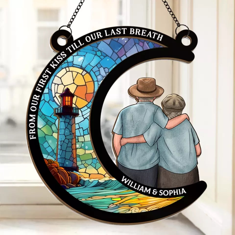 Le temps passera, et nous serons toujours les mêmes - Attrape-soleil personnalisé pour fenêtre - Cadeau pour mari et femme, anniversaire