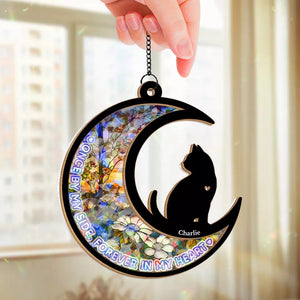 Un miaulement est un message au cœur - Attrape-soleil personnalisé à suspendre à une fenêtre - Cadeau de condoléances pour les propriétaires et les amoureux des animaux