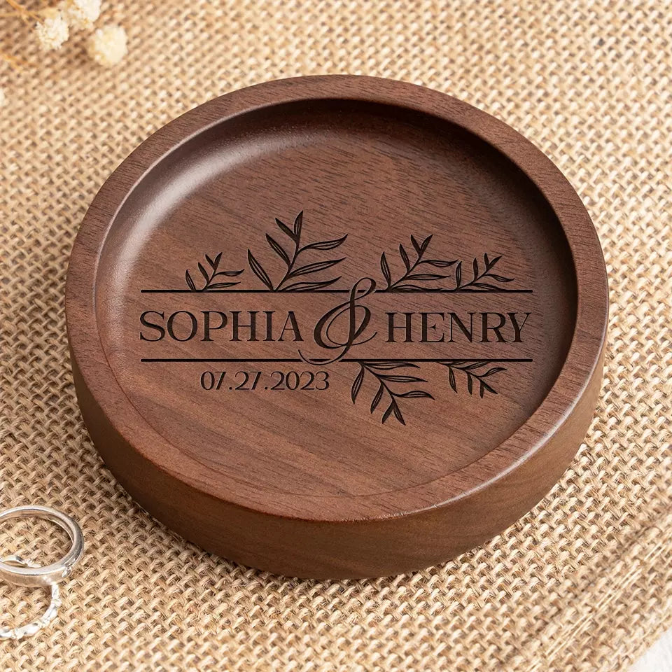 Save The Day - Plat à bijoux en bois personnalisé pour couple - Cadeau pour mari et femme, anniversaire