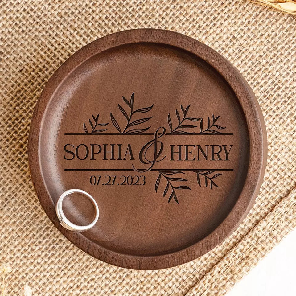 Save The Day - Plat à bijoux en bois personnalisé pour couple - Cadeau pour mari et femme, anniversaire