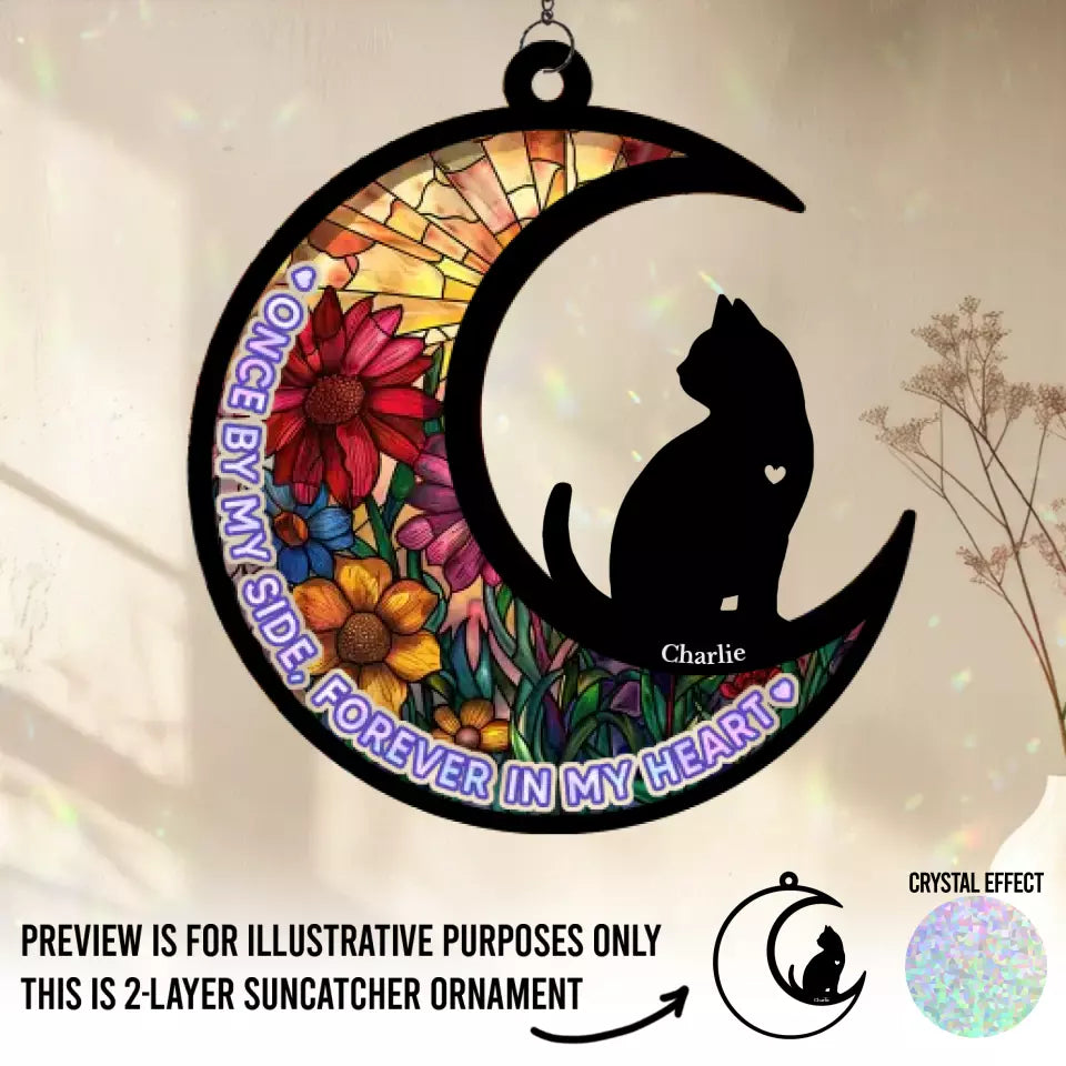 Un miaulement est un message au cœur - Attrape-soleil personnalisé à suspendre à une fenêtre - Cadeau de condoléances pour les propriétaires et les amoureux des animaux