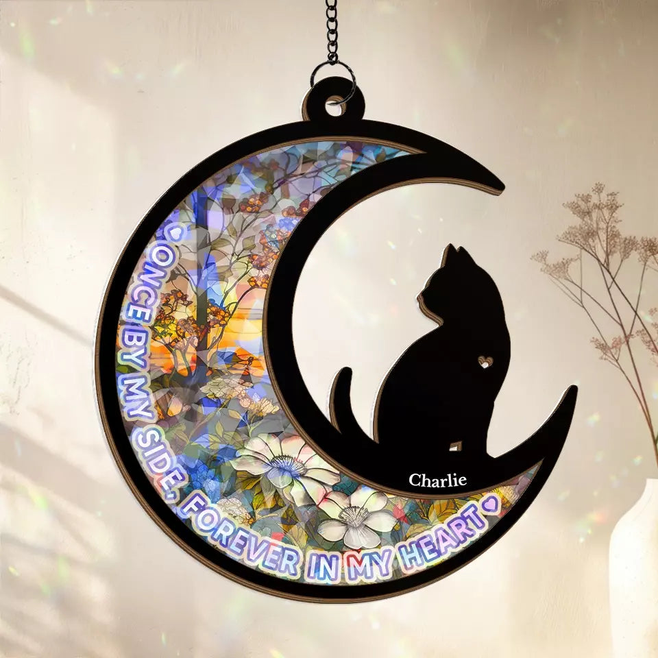 Un miaulement est un message au cœur - Attrape-soleil personnalisé à suspendre à une fenêtre - Cadeau de condoléances pour les propriétaires et les amoureux des animaux