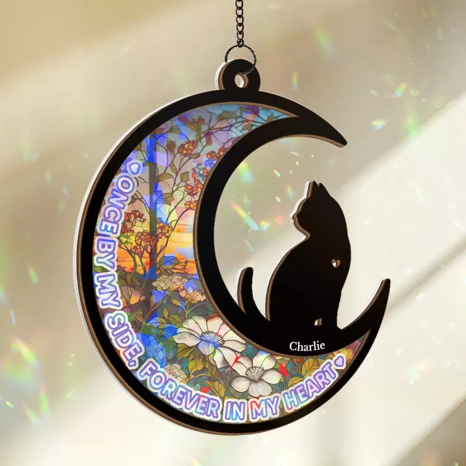 Un miaulement est un message au cœur - Attrape-soleil personnalisé à suspendre à une fenêtre - Cadeau de condoléances pour les propriétaires et les amoureux des animaux