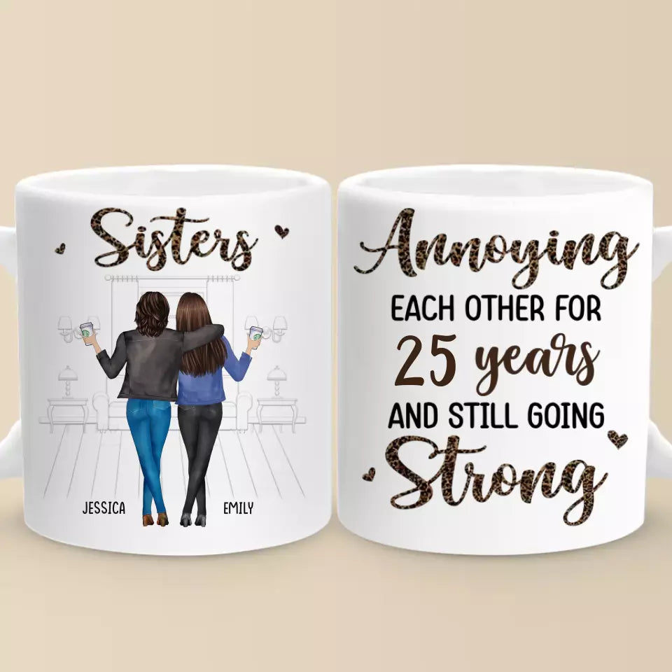 Sœurs de cœur, amies par choix - Mug personnalisé pour sœurs - Cadeau pour sœurs, frères et sœurs