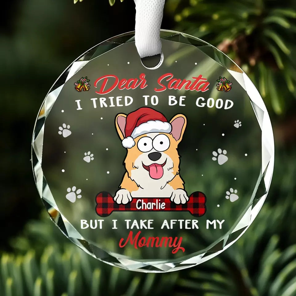 Cher Père Noël, je t'aime comme un Noël poilu - Ornement en verre rond personnalisé pour chien et chat - Cadeau de Noël pour les propriétaires d'animaux et les amoureux des animaux