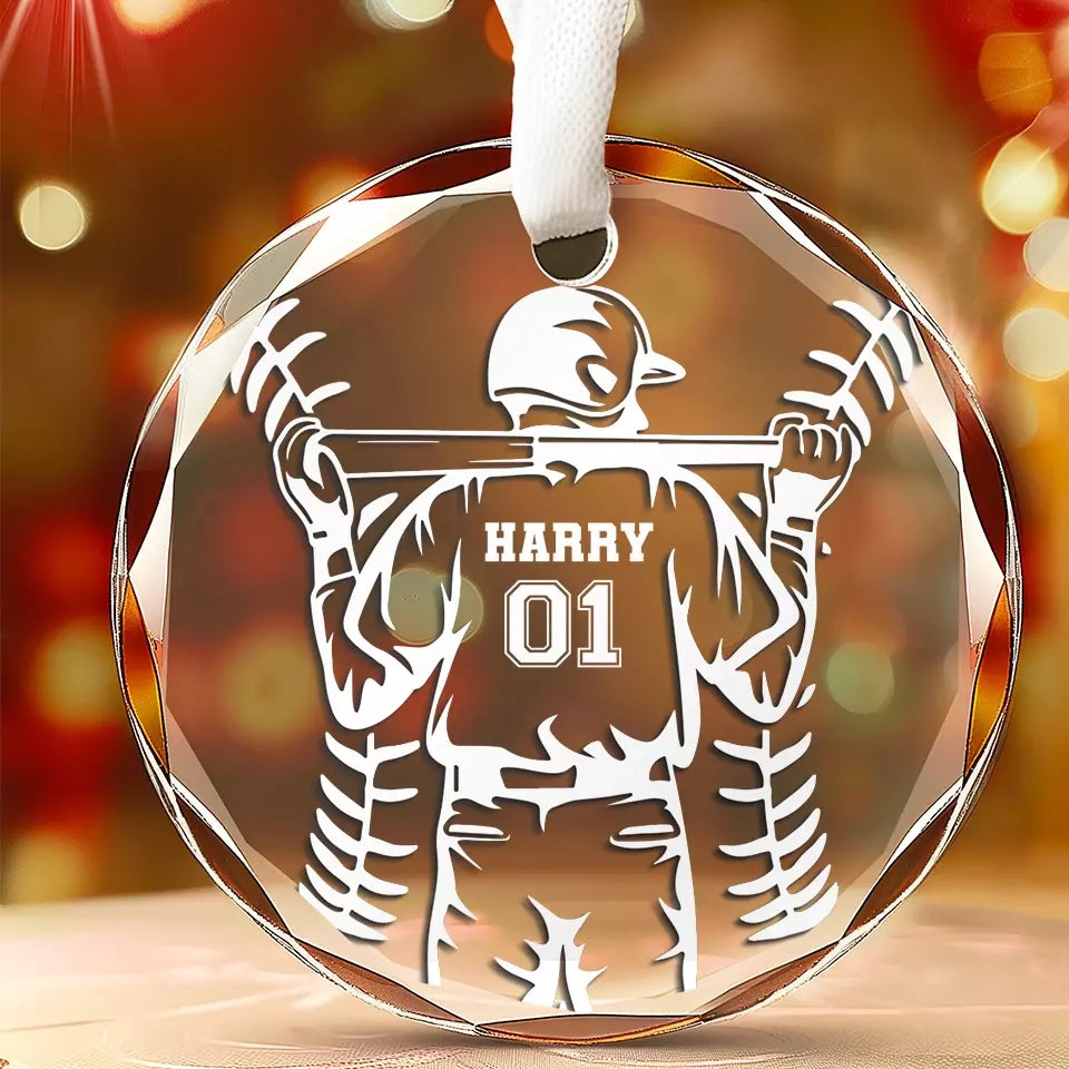 Game On, Strike Out – Décoration en verre personnalisée en forme de cercle – Cadeau de Noël pour les amateurs de sport et les joueurs