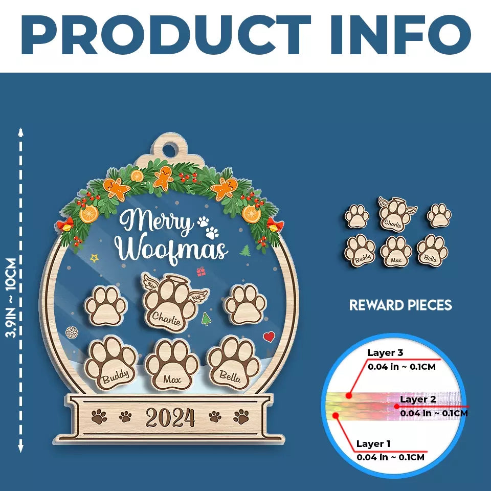Joyeux Pawlidays - Ornement personnalisé à 3 étages pour chien et chat - Cadeau de Noël pour les propriétaires et les amoureux des animaux