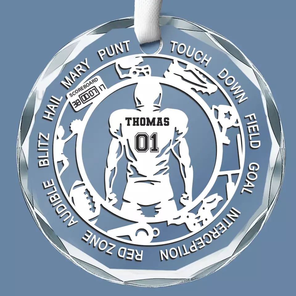 Game On - Décoration en verre personnalisée en forme de cercle - Cadeau de Noël pour les amateurs de sport et les joueurs