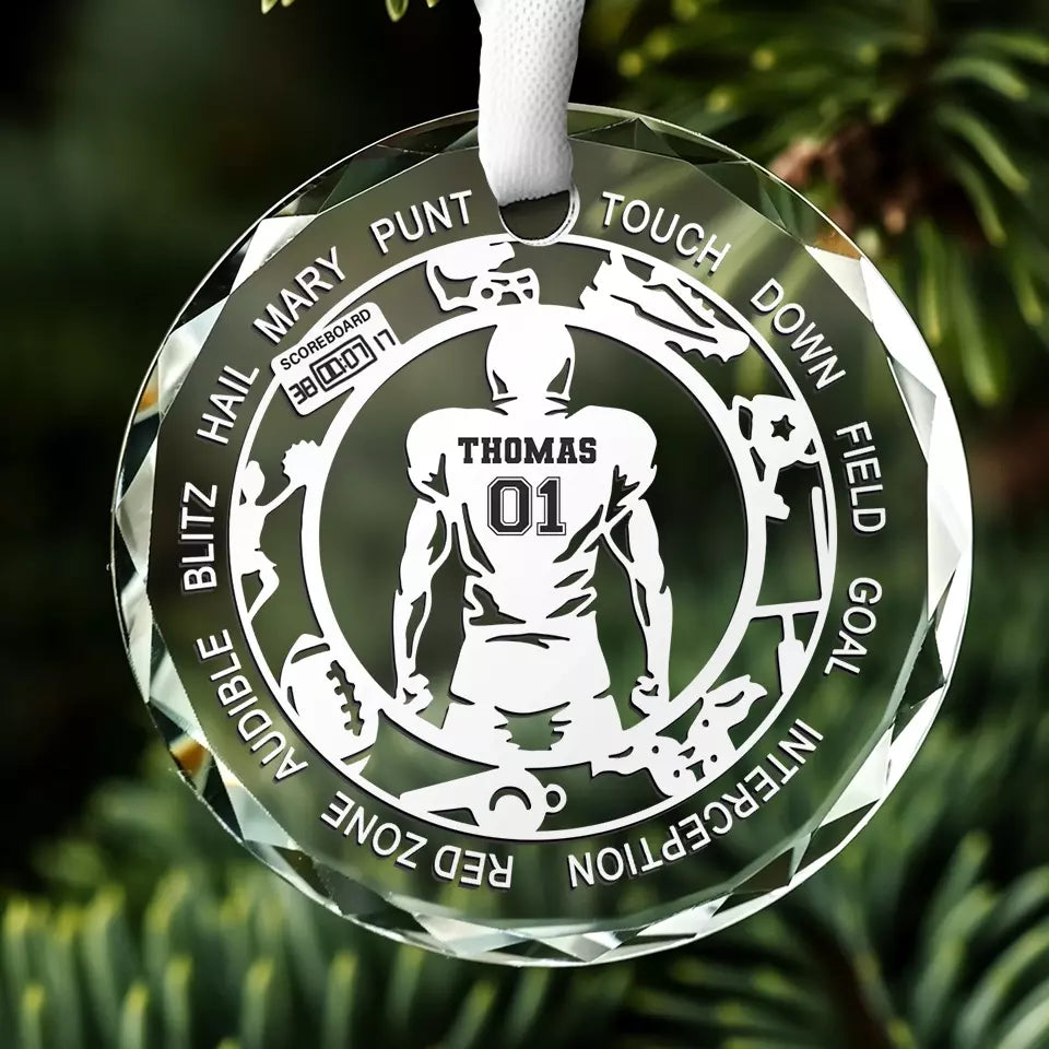 Game On - Décoration en verre personnalisée en forme de cercle - Cadeau de Noël pour les amateurs de sport et les joueurs