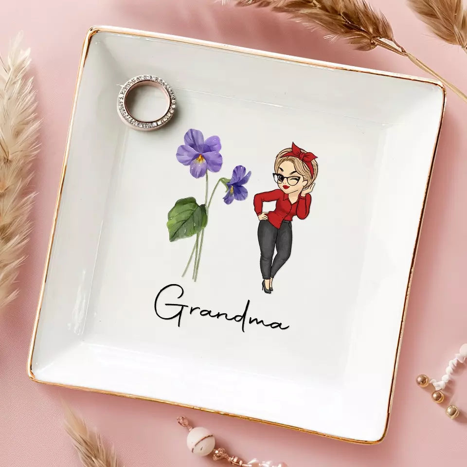 Grand-mère est le cœur de notre famille - Plat à bijoux personnalisé pour la famille - Cadeau pour maman et grand-mère