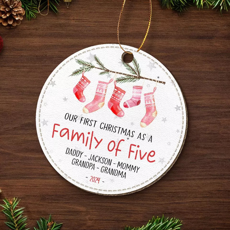 Faites vibrer vos proches à Noël ! Décoration de Noël personnalisée en cuir pour toute la famille. Cadeau de Noël pour les membres de la famille, les bébés et les nouveau-nés.