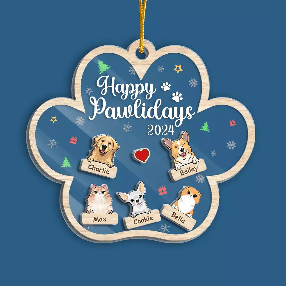 Sur la liste des vilains – Ornement shaker personnalisé à 3 couches pour chien et chat – Cadeau de Noël pour propriétaires et amoureux des animaux
