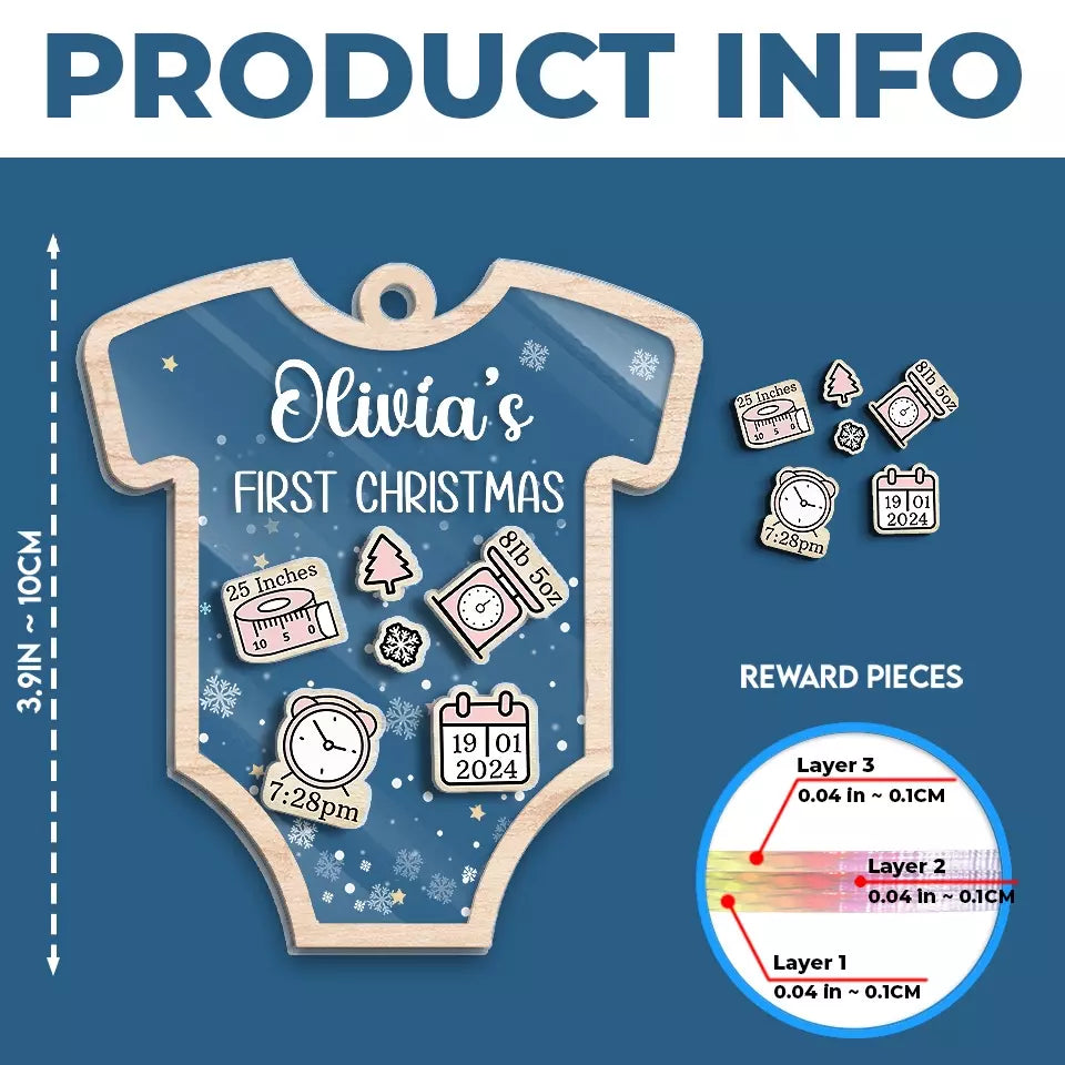 Premier Noël - Décoration de sapin de Noël personnalisée à 3 étages - Cadeau de Noël pour bébé, enfant et nouveau-né