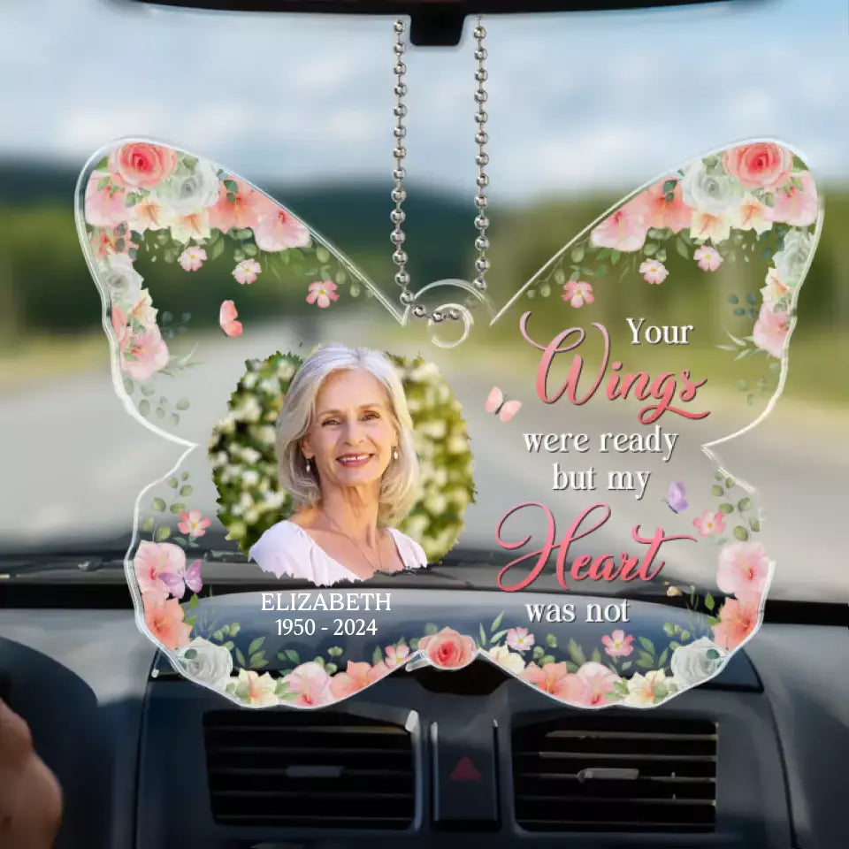 Photo personnalisée « Je marche à tes côtés » - Ornement de voiture personnalisé commémoratif - Forme personnalisée en acrylique - Cadeau de condoléances pour les membres de la famille