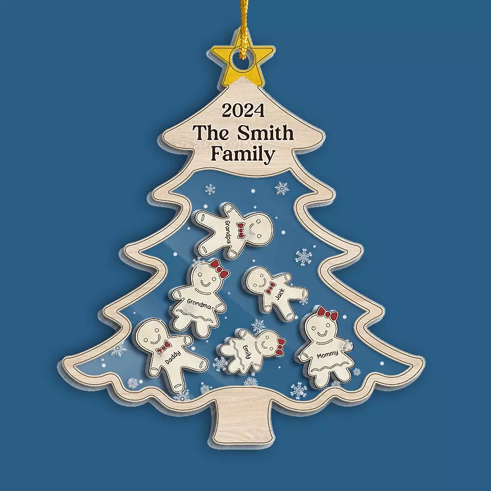Pain d'épices sucré et moments familiaux encore plus doux - Ornement personnalisé à 3 étages pour la famille - Cadeau de Noël pour les membres de la famille