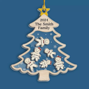 Pain d'épices sucré et moments familiaux encore plus doux - Ornement personnalisé à 3 étages pour la famille - Cadeau de Noël pour les membres de la famille