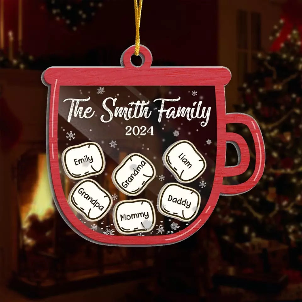 L'amour familial s'illumine de mille feux - Décoration personnalisée à 3 étages pour la famille - Cadeau de Noël pour les membres de la famille