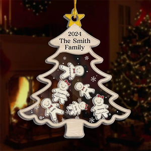 Pain d'épices sucré et moments familiaux encore plus doux - Ornement personnalisé à 3 étages pour la famille - Cadeau de Noël pour les membres de la famille