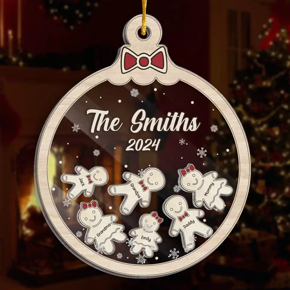 Le temps en famille est aussi doux qu'un biscuit au pain d'épices - Décoration de Noël personnalisée à 3 étages pour la famille