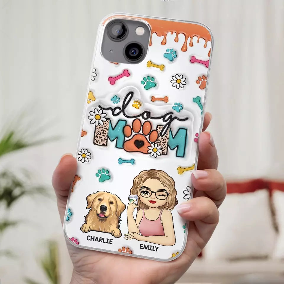 L'amour entre un chien et sa maman est indestructible - Coque de téléphone transparente personnalisée avec effet gonflable 3D - Cadeau pour les propriétaires et les amoureux des animaux
