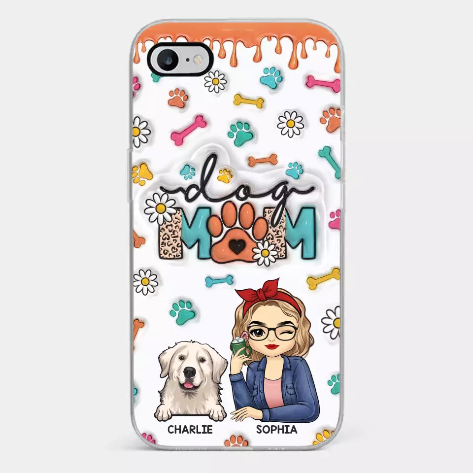 L'amour entre un chien et sa maman est indestructible - Coque de téléphone transparente personnalisée avec effet gonflable 3D - Cadeau pour les propriétaires et les amoureux des animaux