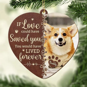 Photo personnalisée pour toujours dans mon cœur - Ornement commémoratif en cuir personnalisé - Cadeau de Noël, cadeau de condoléances pour les propriétaires d'animaux et les amoureux des animaux