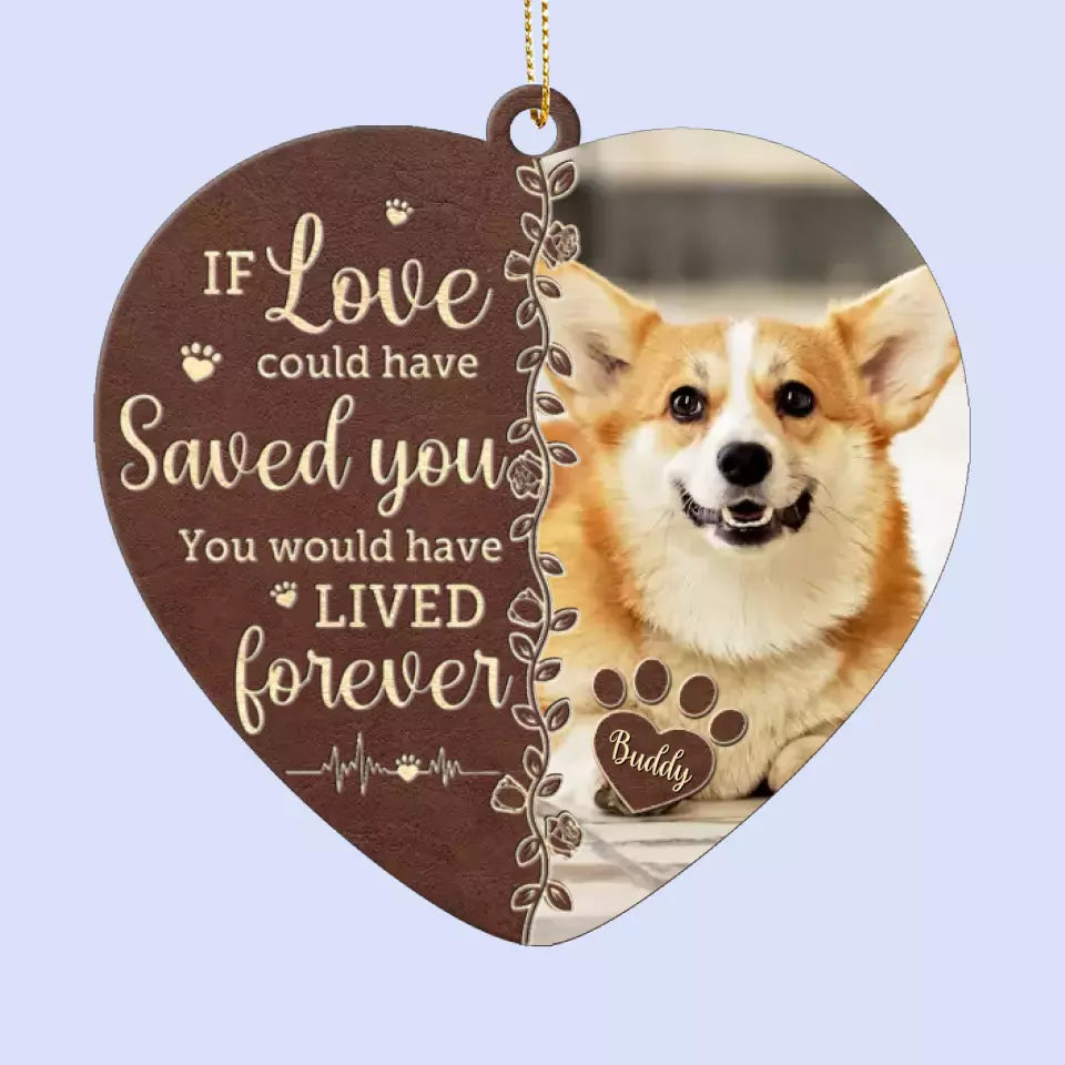 Photo personnalisée pour toujours dans mon cœur - Ornement commémoratif en cuir personnalisé - Cadeau de Noël, cadeau de condoléances pour les propriétaires d'animaux et les amoureux des animaux
