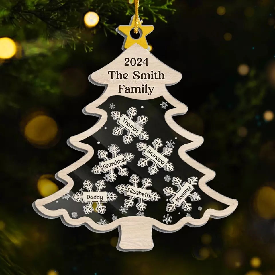 La maison est là où Noël est - Ornement Shaker personnalisé à 3 couches pour la famille - Cadeau de Noël pour les membres de la famille