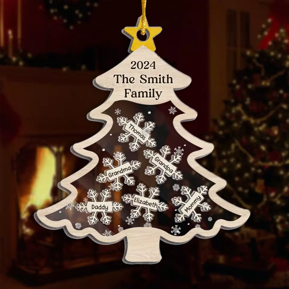 La maison est là où Noël est - Ornement Shaker personnalisé à 3 couches pour la famille - Cadeau de Noël pour les membres de la famille