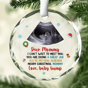 Photo personnalisée « Maman, tu es mon héroïne » – Ornement en verre rond personnalisé pour la famille – Cadeau de Noël pour bébé, enfant et nouveau-né