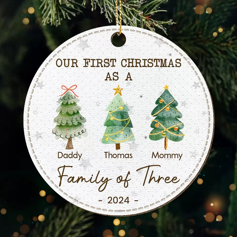 Une famille qui rit ensemble, reste ensemble - Décoration familiale personnalisée en cuir - Cadeau de Noël pour les membres de la famille, les bébés et les nouveau-nés