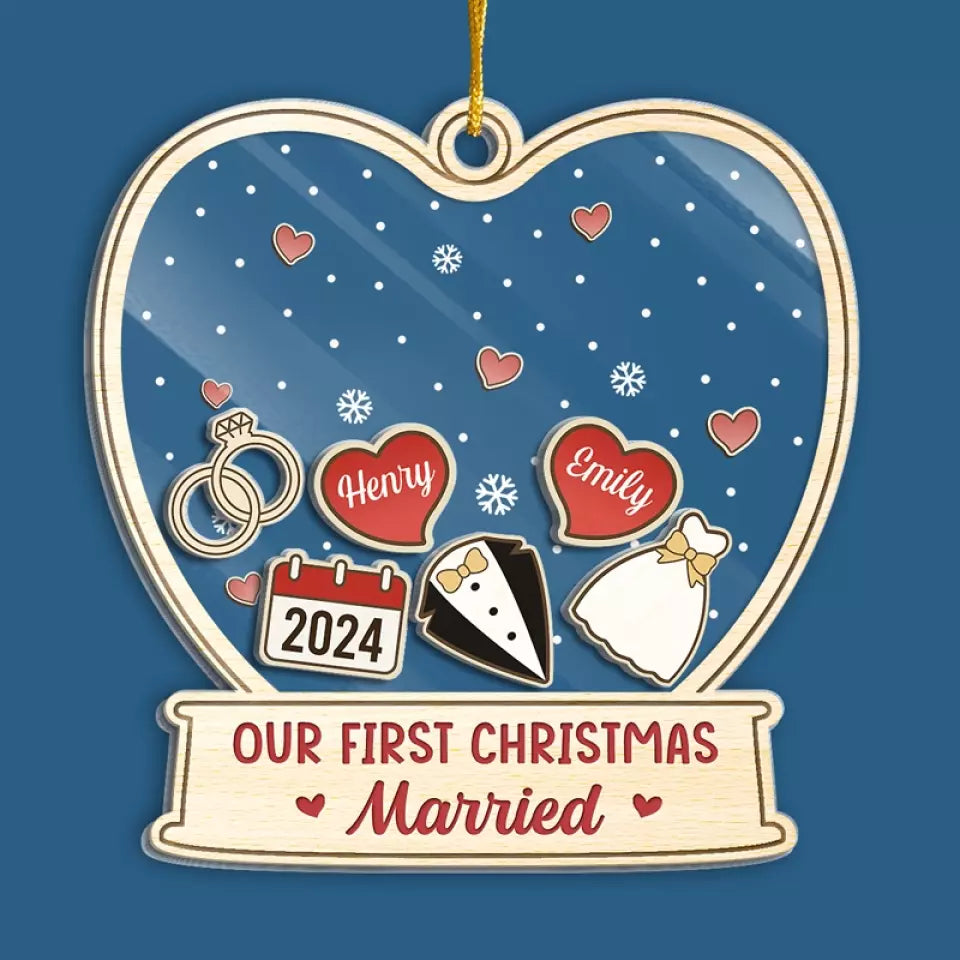 L'amour est le plus beau cadeau de tous - Ornement personnalisé à 3 étages pour couple - Cadeau de Noël pour mari et femme, anniversaire