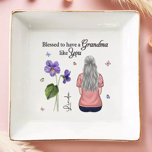 Heureux d'avoir une grand-mère comme toi - Plat à bijoux personnalisé pour la famille - Cadeau pour grand-mère