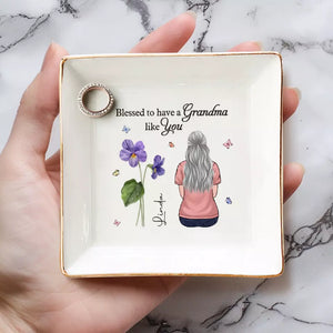 Heureux d'avoir une grand-mère comme toi - Plat à bijoux personnalisé pour la famille - Cadeau pour grand-mère