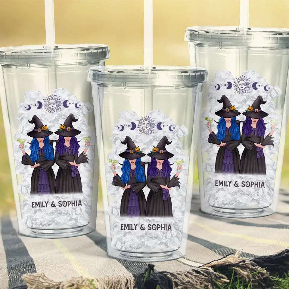 Nous sommes des sorcières élégantes et impertinentes - Gobelet en acrylique transparent personnalisé Bestie - Cadeau d'Halloween pour meilleures amies, meilleures amies, sœurs