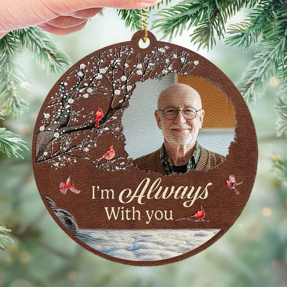 Photo personnalisée très aimée, profondément regrettée - Ornement commémoratif personnalisé en cuir - Cadeau de Noël, cadeau de condoléances pour les membres de la famille