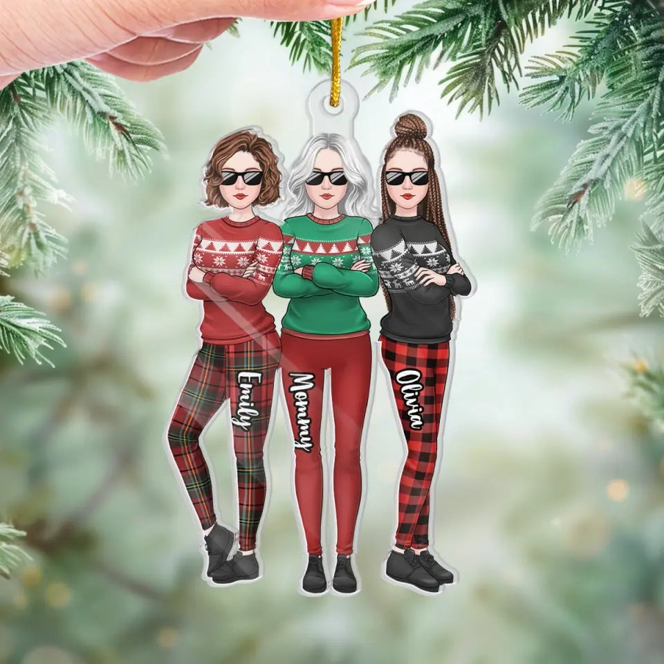 Mère et fille unies pour toujours - Décoration personnalisée pour la famille - Forme personnalisée en acrylique - Cadeau de Noël pour maman et fille