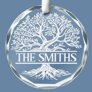 Des racines qui nous unissent, des branches qui s'élèvent vers le ciel - Décoration de Noël personnalisée en verre avec cercle - Cadeau pour les membres de la famille