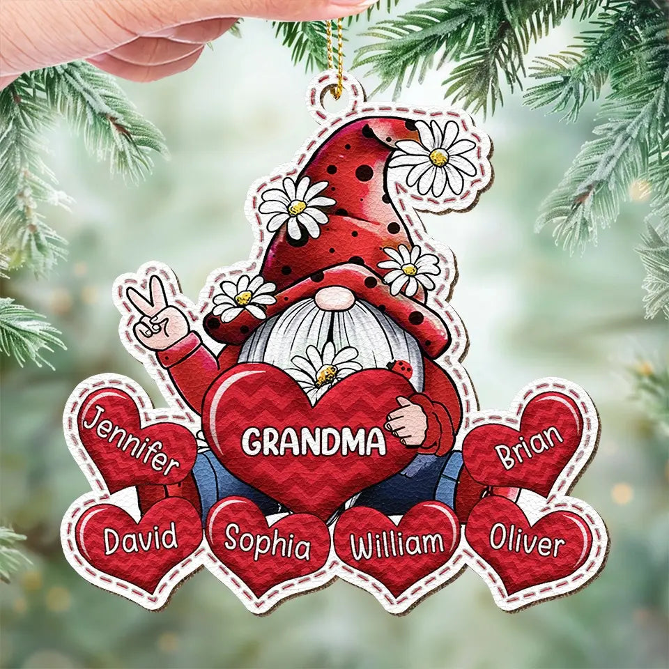 Ornement chéri de grand-mère, un gage sincère de notre amour - Ornement en cuir personnalisé pour la famille - Cadeau de Noël pour grand-mère