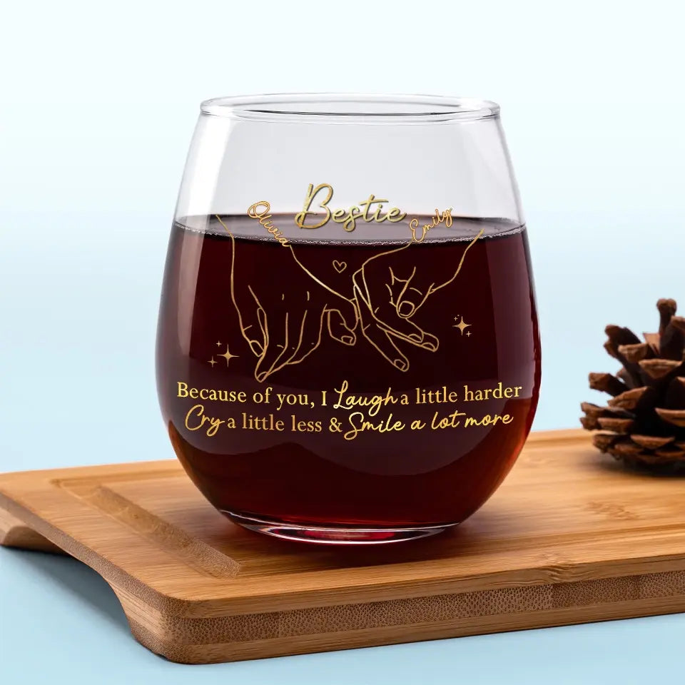 À la santé des bons moments ! Verre à vin personnalisé Bestie ! Cadeau pour les meilleures amies, les meilleures amies et les sœurs.