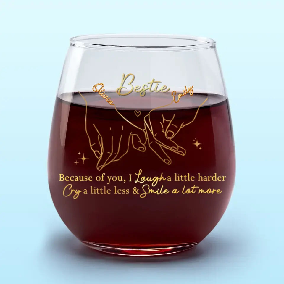 À la santé des bons moments ! Verre à vin personnalisé Bestie ! Cadeau pour les meilleures amies, les meilleures amies et les sœurs.