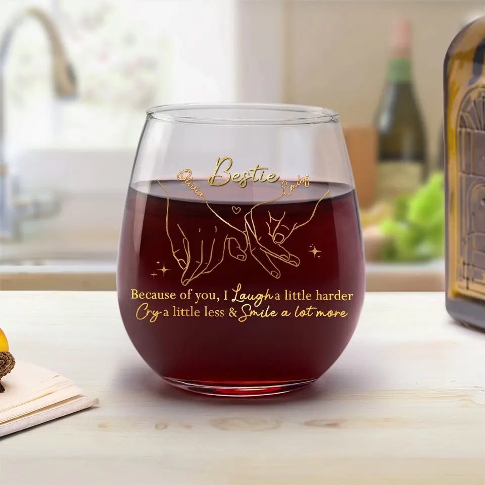 À la santé des bons moments ! Verre à vin personnalisé Bestie ! Cadeau pour les meilleures amies, les meilleures amies et les sœurs.