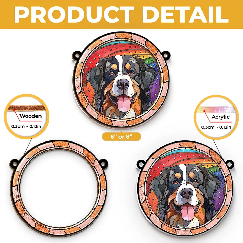 Photo personnalisée d'un ange gardien avec une queue qui remue - Attrape-soleil personnalisé à suspendre à une fenêtre - Cadeau de condoléances pour les propriétaires et les amoureux des animaux
