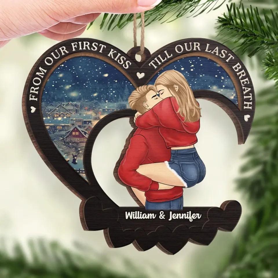 Embrasse-moi comme si c'était la dernière fois - Ornement personnalisé pour couple - Forme en bois personnalisée - Cadeau de Noël pour mari et femme, anniversaire