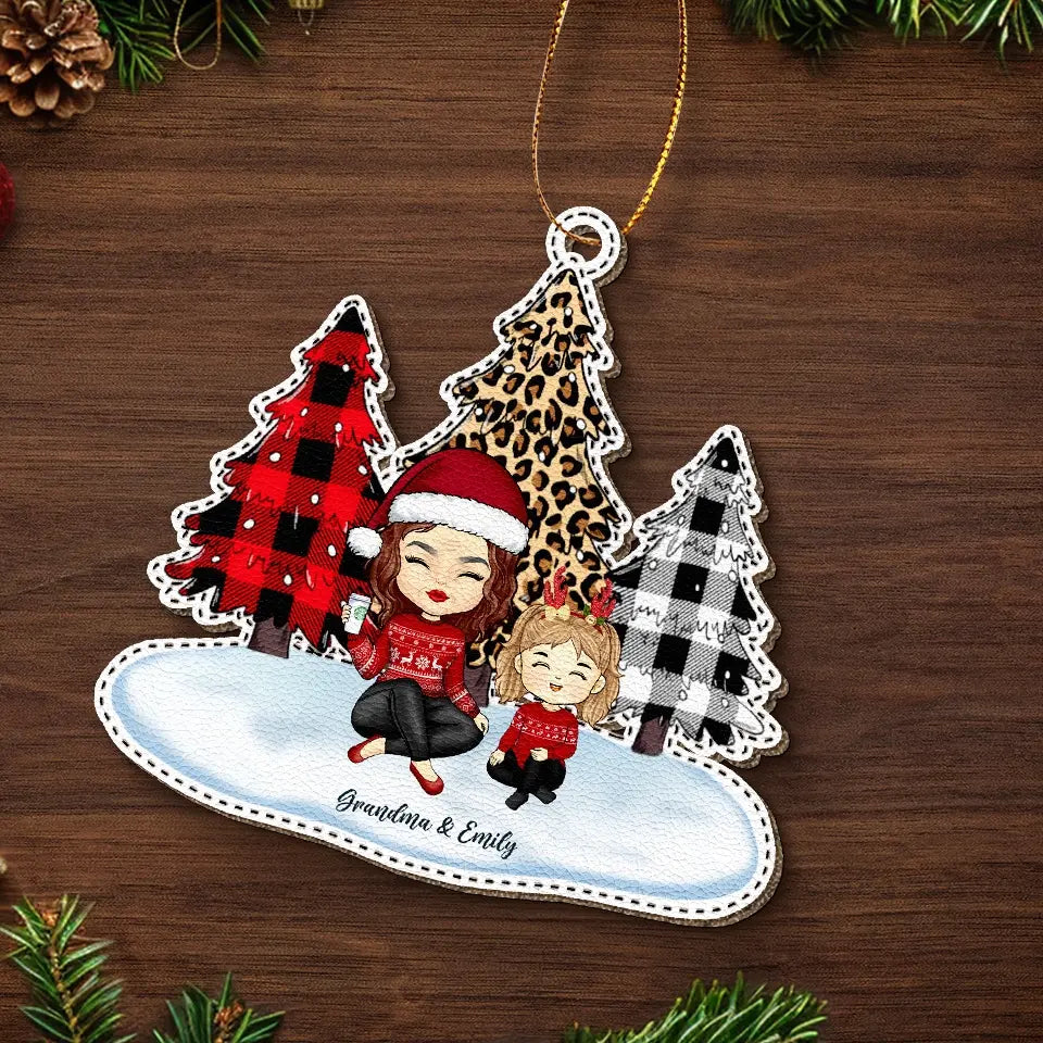 Meilleure grand-mère de tous les temps - Décoration de Noël personnalisée en cuir pour grand-mère