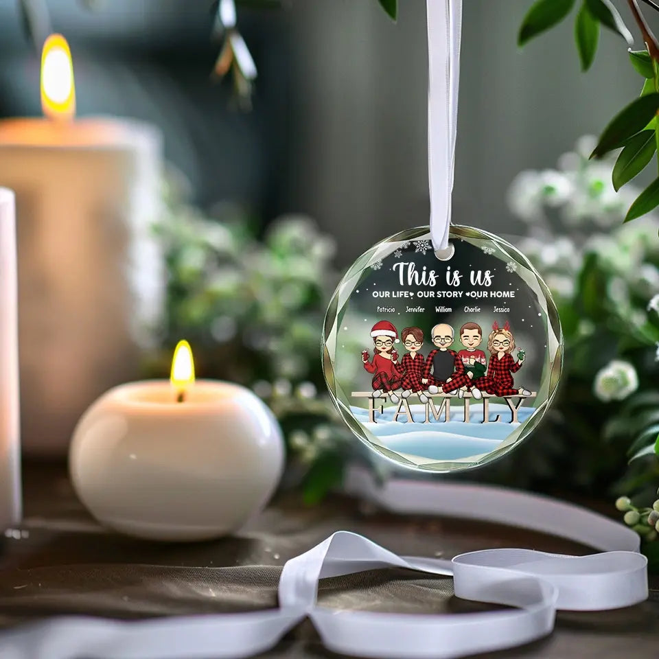 La famille est le plus beau cadeau de tous - Décoration de Noël personnalisée en verre avec cercle - Cadeau pour les membres de la famille