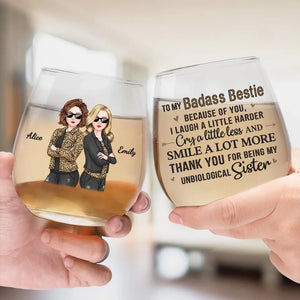 Merci d'être ma sœur - Verre à vin personnalisé Bestie - Cadeau pour meilleures amies, BFF, sœurs