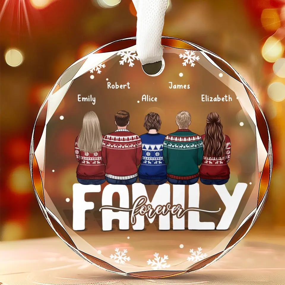 Ma partie préférée de Noël est la famille - Ornement en verre personnalisé en forme de cercle familial - Cadeau de Noël pour les membres de la famille